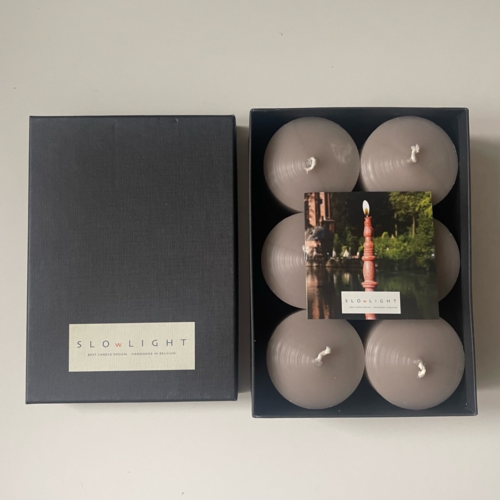 Slowlight Grey Candles - Box of 6
